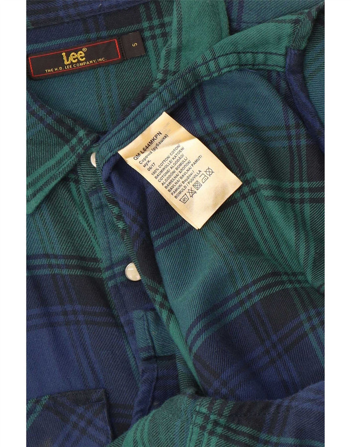 Camisa De Franela De Algodón A Cuadros Verde Pequeño Lee Hombre