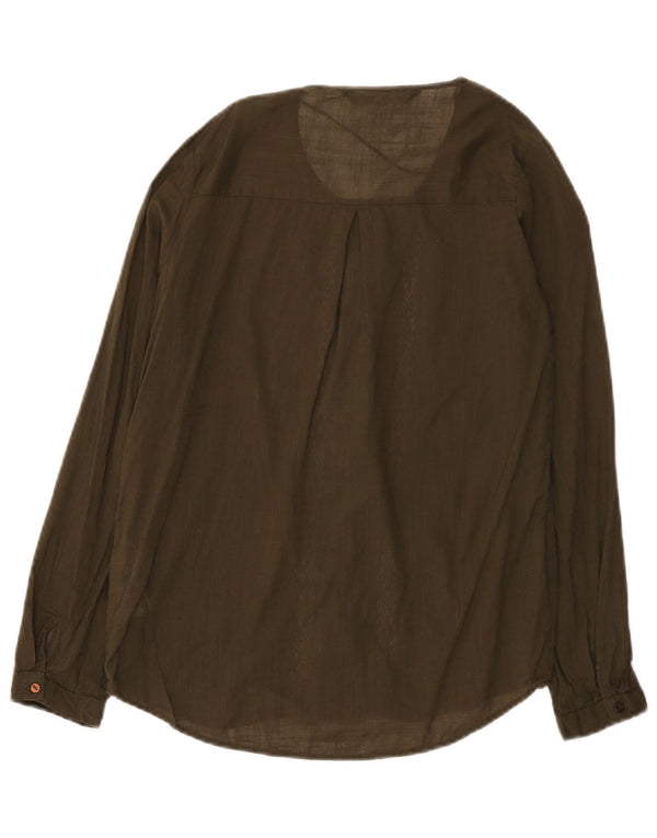 Zara Mujer Blusa Camisa Holgada UK 6 XS Algodón Caqui