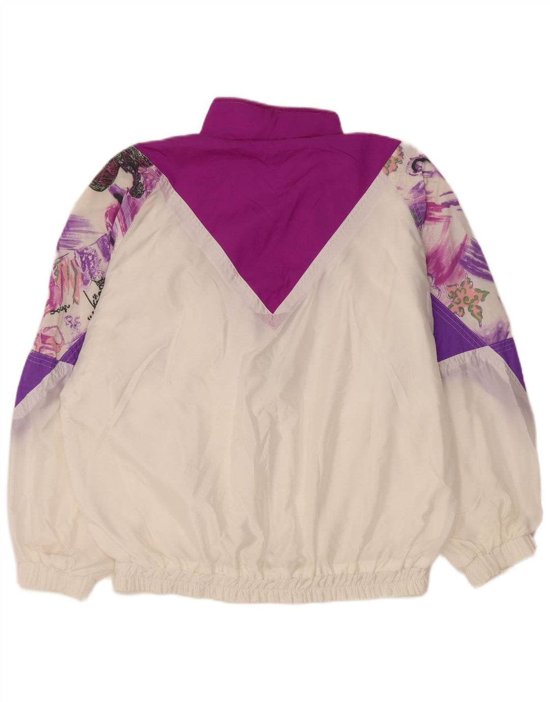 Vintage mujer oversize chándal top chaqueta EU 36 pequeño bloque de color blanco