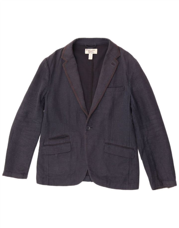 Penguin - Chaqueta tipo blazer con 1 botón para hombre, talla 40, talla grande, algodón azul marino