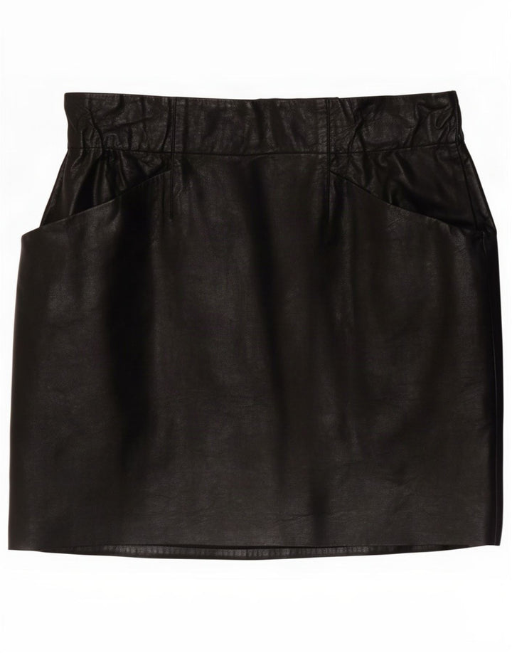 Zara Mujer Minifalda De Piel Sintética Pequeña W26 Poliuretano Negro