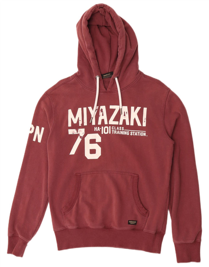 Superdry Jersey con capucha gráfica de algodón en color burdeos medio