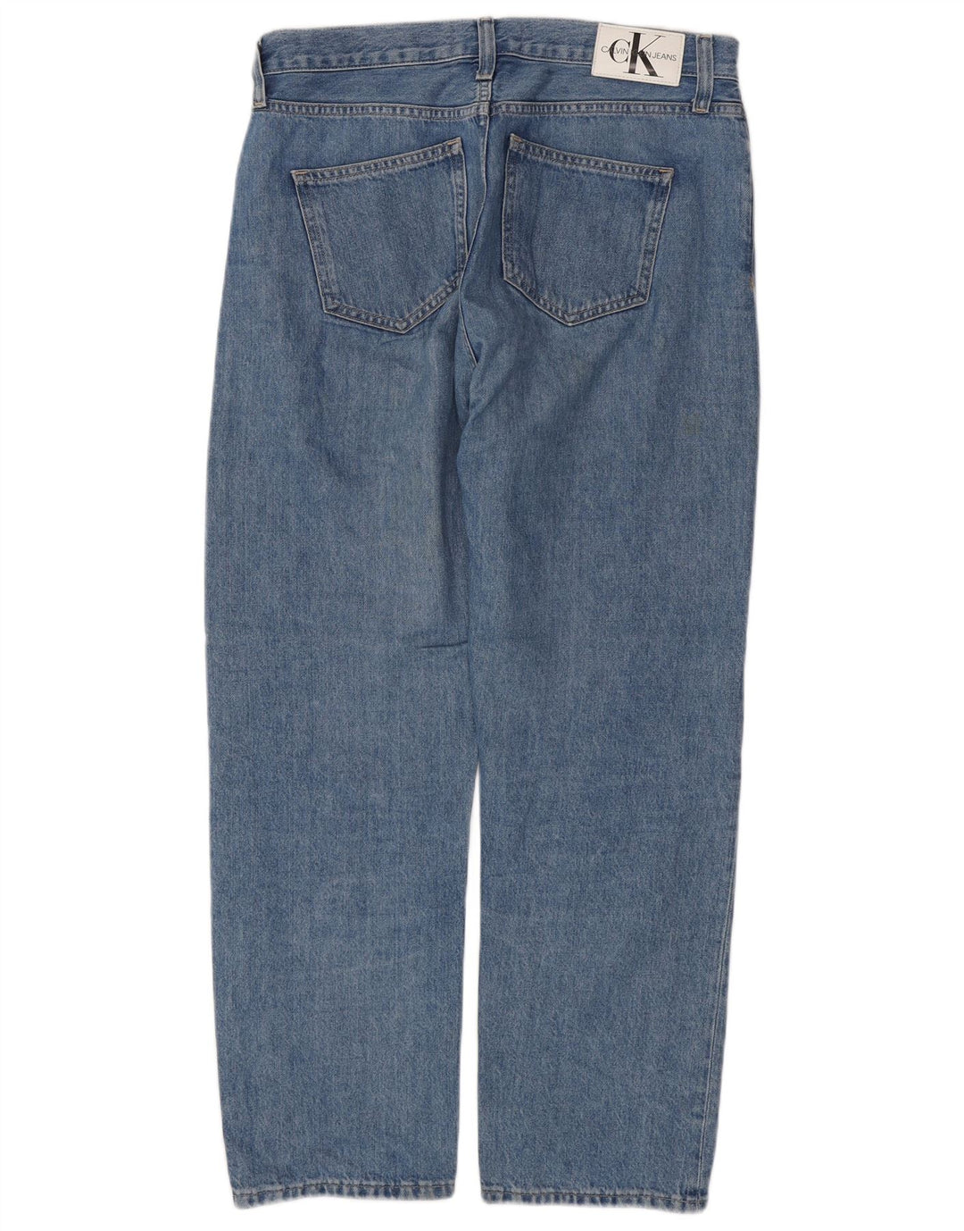 CALVIN KLEIN Vaqueros rectos de cintura alta para hombre W30 L28 Algodón azul