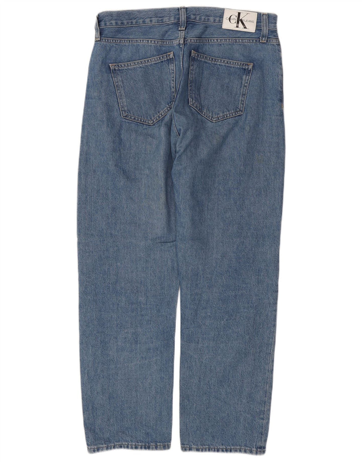 CALVIN KLEIN Vaqueros rectos de cintura alta para hombre W30 L28 Algodón azul