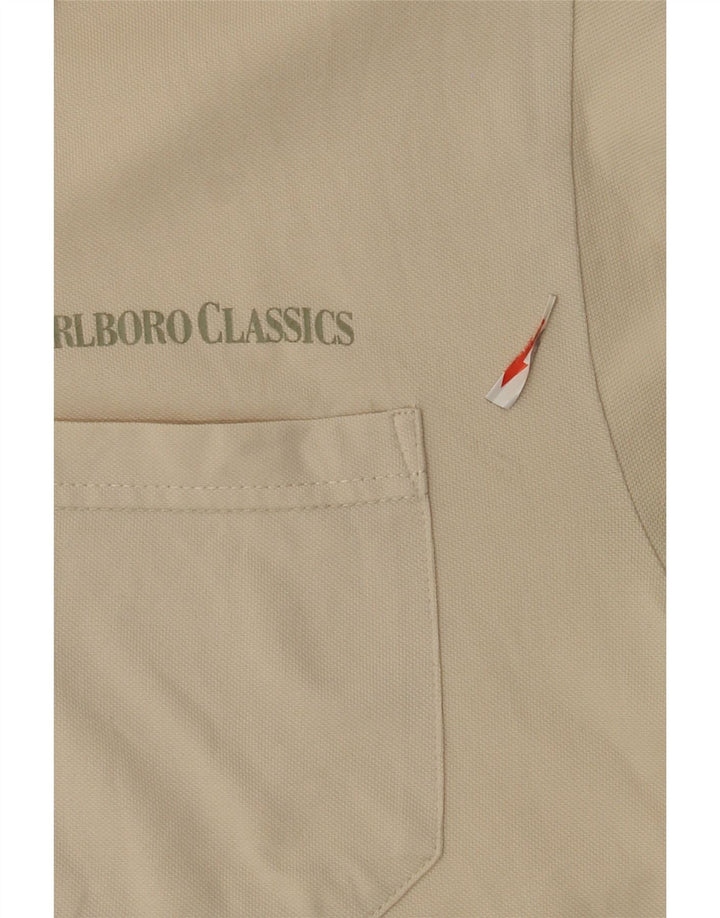 Marlboro Classics Polo para hombre de algodón blanco roto mediano