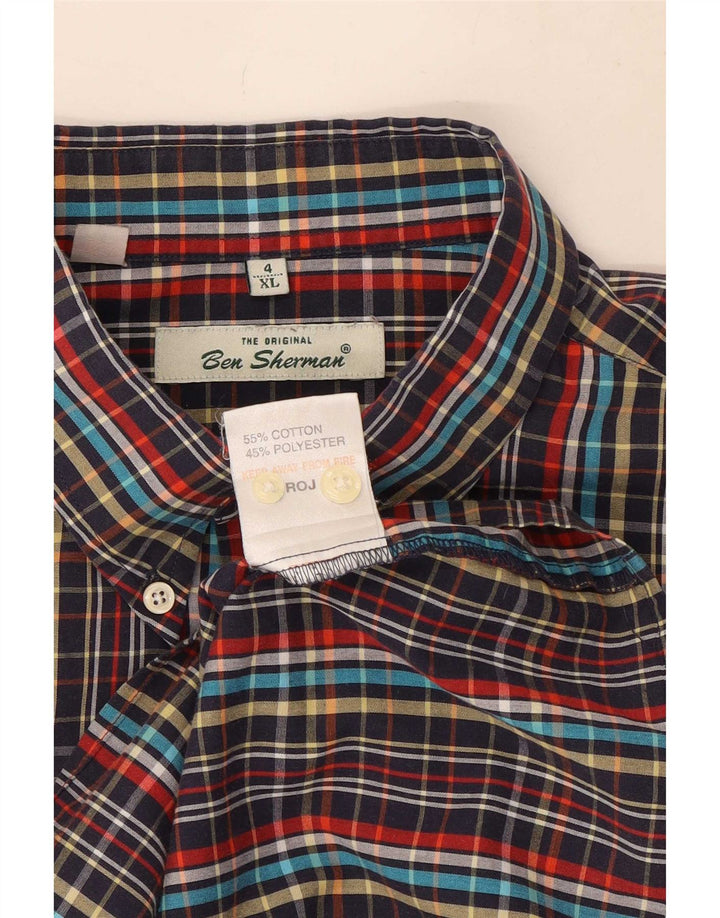 Ben Sherman Camisa de manga corta para hombre XL Algodón a cuadros multicolor