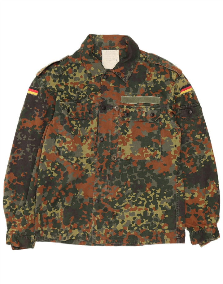 Vintage hombres sobrecamisa camisa militar pequeño camuflaje caqui