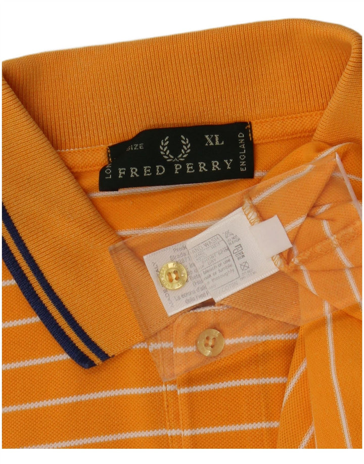 Fred Perry Polo Hombre XL Algodón Rayas Naranja
