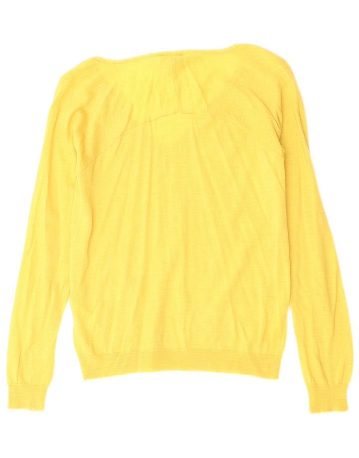 Hobbs Suéter con cuello en V para mujer UK 12 Lana amarilla mediana