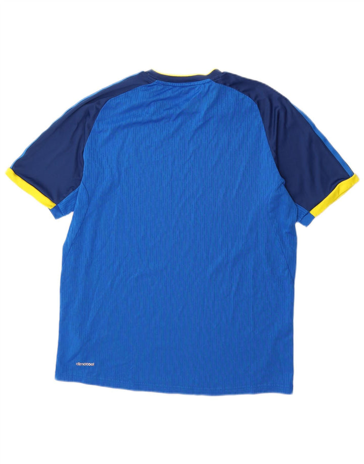 Adidas Hombre Climacool Camiseta Top Azul Medio Colorblock Poliéster