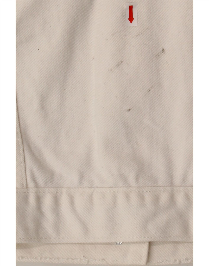 MISS SELFRIDGE Womens Crop Denim Jacket UK 8 Small  White Cotton Vintage Miss Selfridge and Second-Hand Miss Selfridge from Messina Hembry 