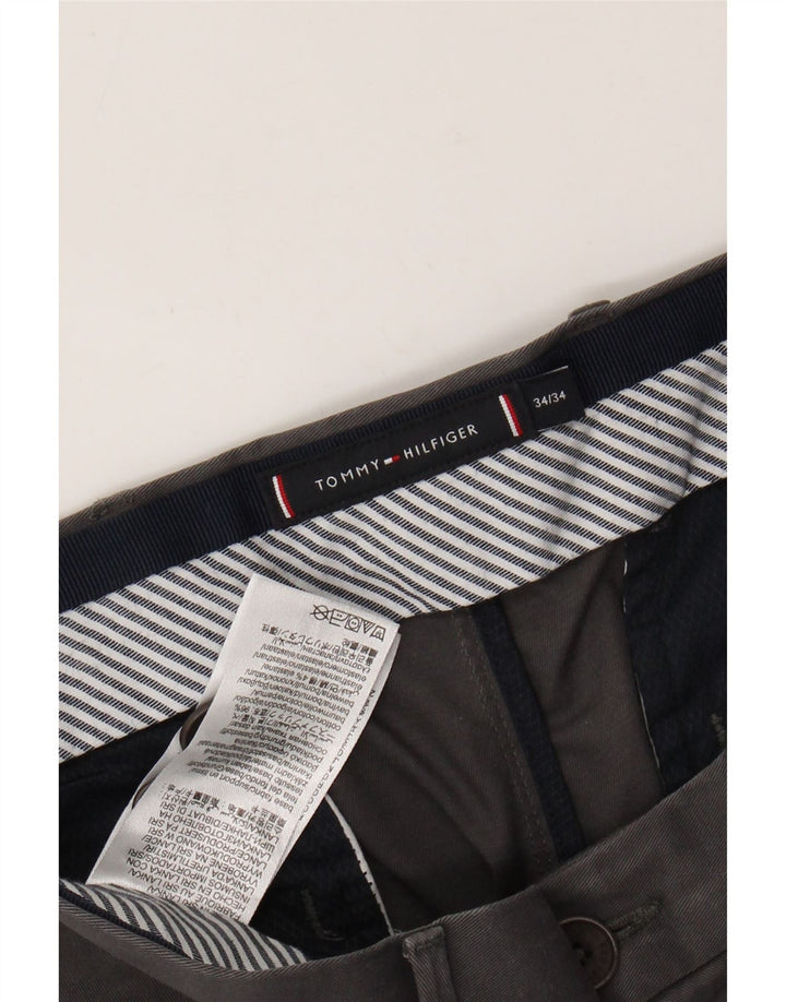 TOMMY HILFIGER Pantalón chino ajustado para hombre W34 L34 Algodón gris