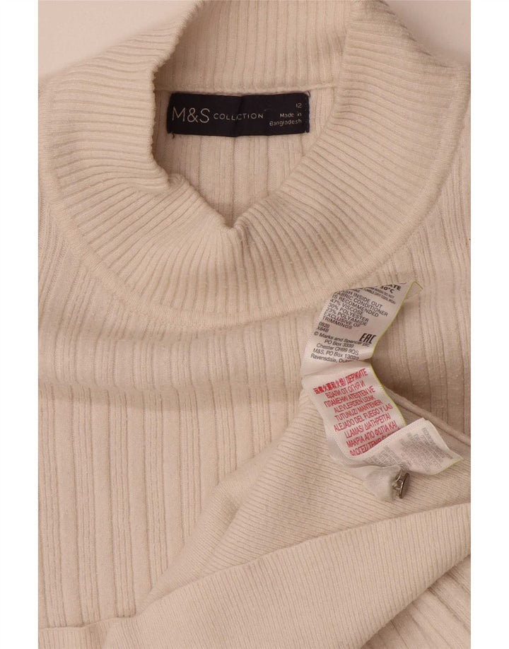 Marks & Spencer Suéter Corto con Cuello de Tortuga para Mujer UK 12 Medium White