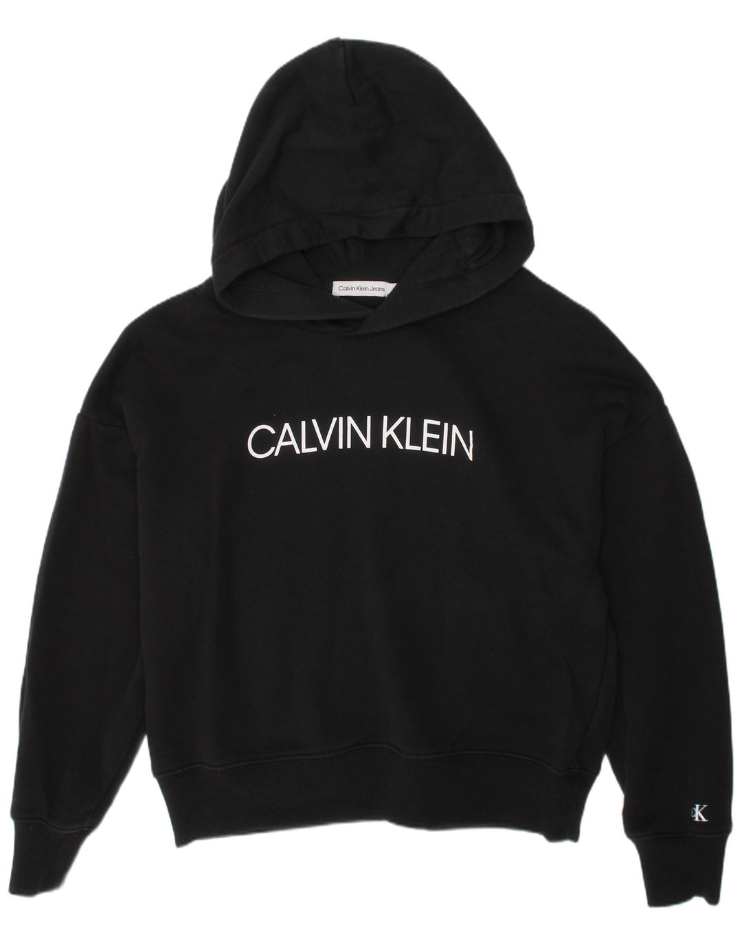 CALVIN KLEIN JEANS Jersey con capucha y gráfico corto para niña 11-12 años Negro