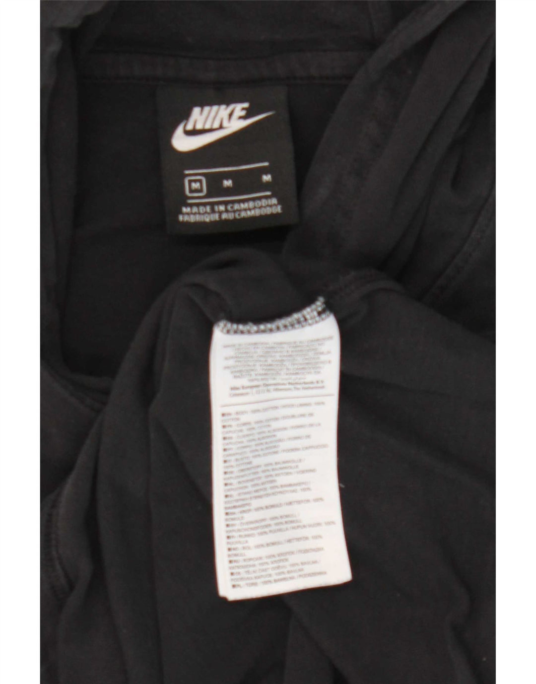 Nike - Camiseta con capucha para hombre, manga larga, algodón negro mediano