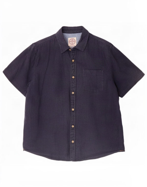 Camisa Hombre Fat Face Regular Fit Manga Corta XL Azul Marino Lino