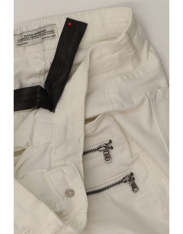 ZARA Mujer Cargo Slim Jeans EU 38 Small W28 L27 Algodón Blanco