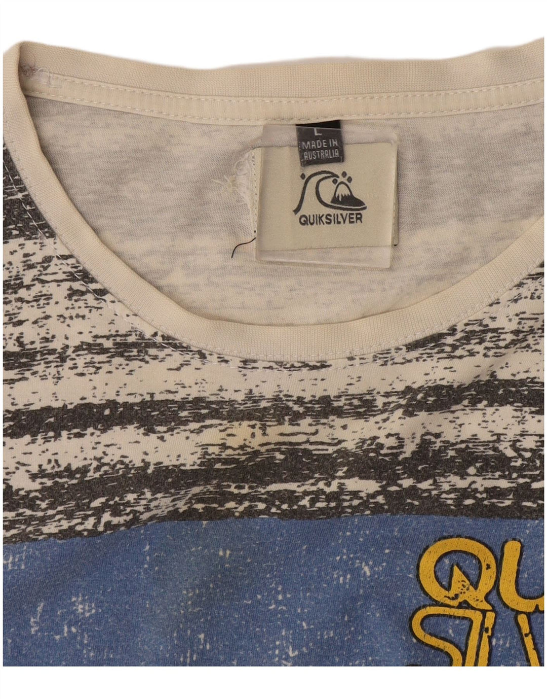 Quiksilver Camiseta gráfica para hombre Top grande gris a rayas