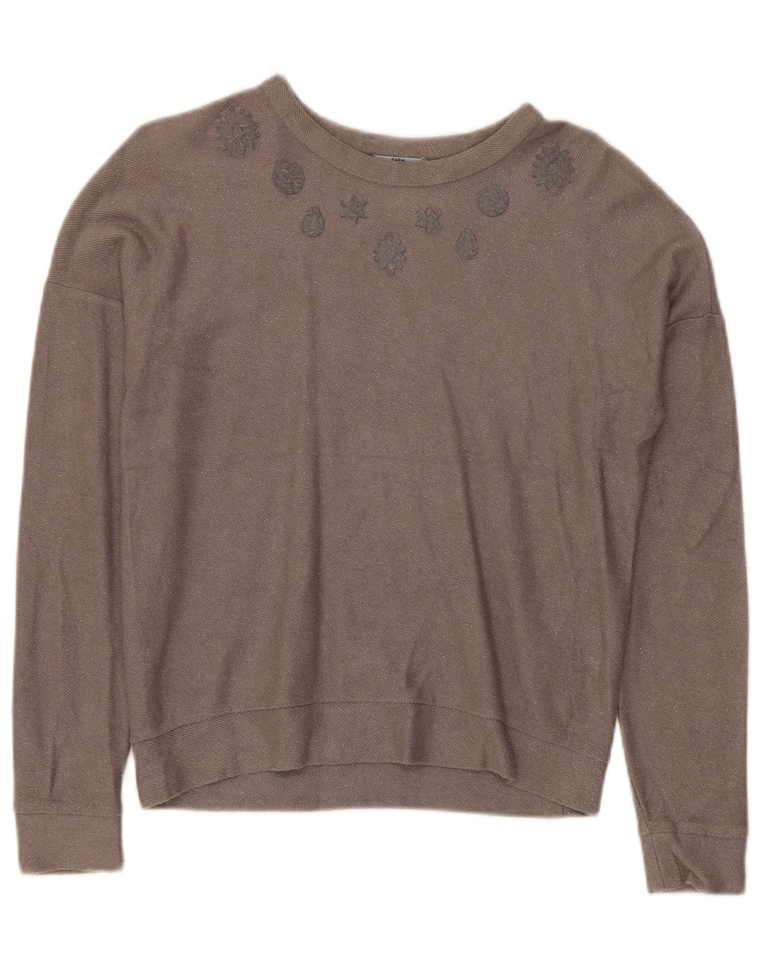 ZARA Suéter tipo jersey de gran tamaño con cuello barco para mujer UK 10 Small Gris