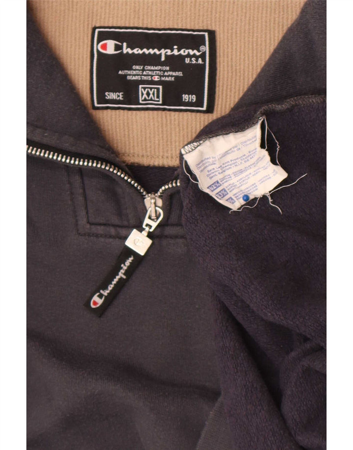 Champion Sudadera con cuello y cremallera para hombre, talla 2XL, algodón gris