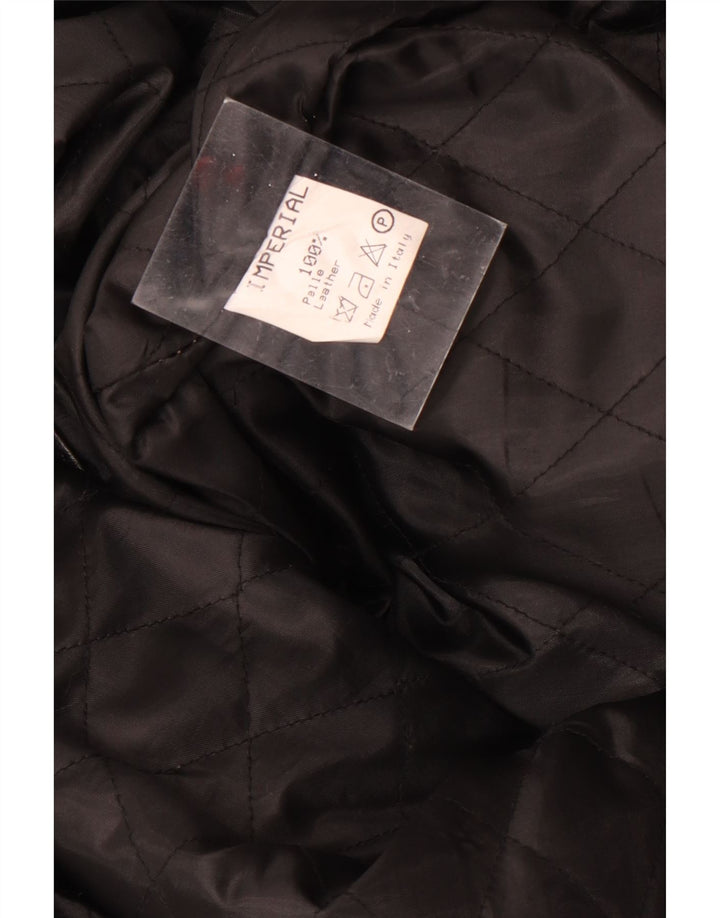 Vintage hombres cuero abrigo Reino Unido 40 cuero negro grande
