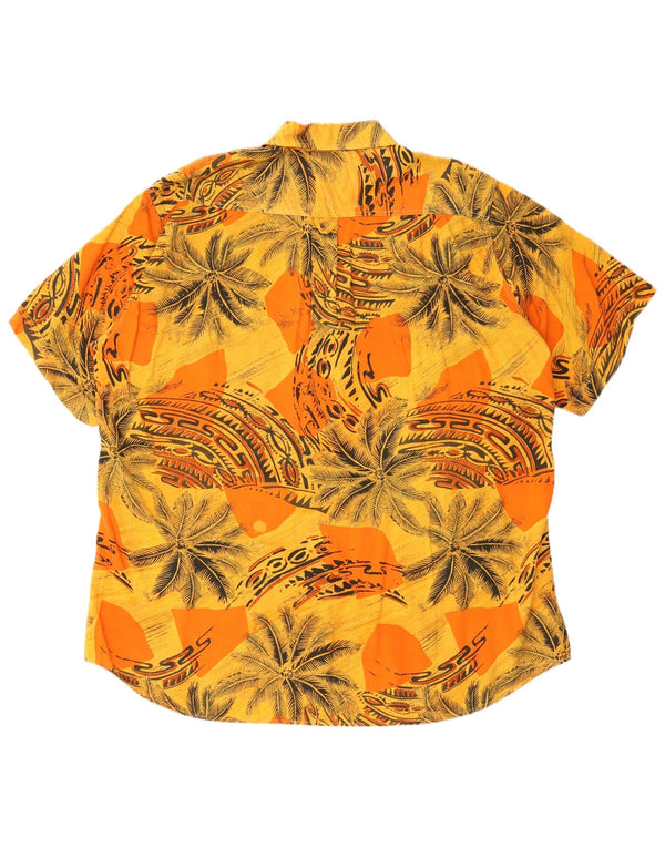 Vintage hombres gráfico manga corta camisa tamaño 41/42 grande naranja hawaiano