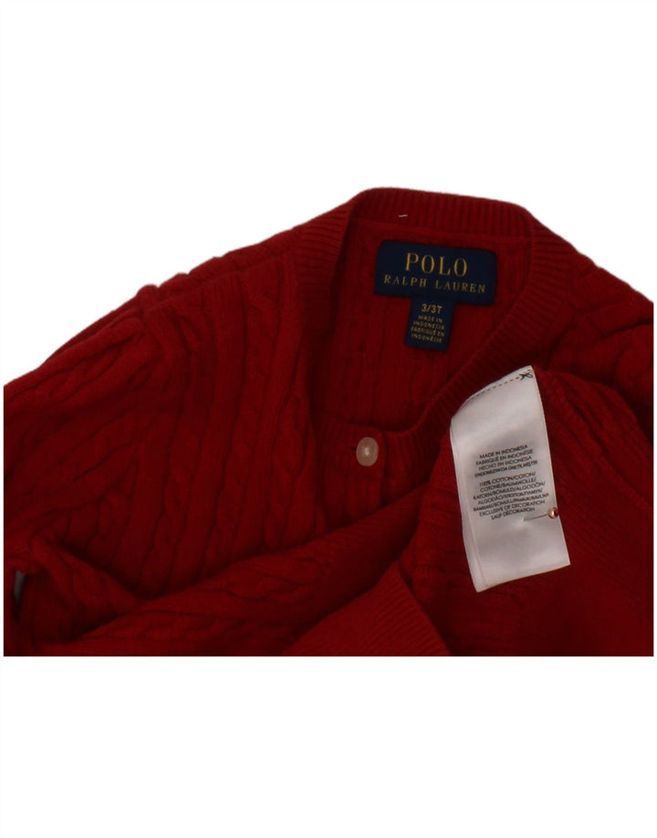 POLO RALPH LAUREN Cárdigan Niña 2-3 Años Rojo Algodón