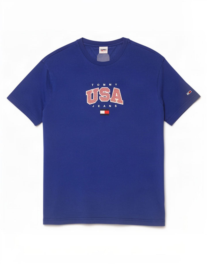 Tommy Hilfiger - Camiseta gráfica para hombre, talla grande, color azul