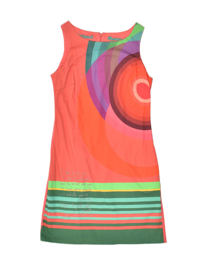 DESIGUAL Womens Graphic Sleeveless Shift Dress EU 38 Medium Orange Striped | Vintage Desigual | Thrift | Second-Hand Desigual | Used Clothing | Messina Hembry 