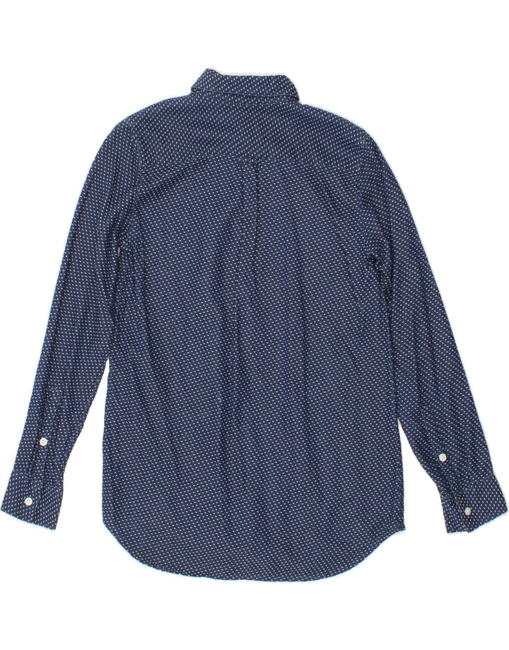 J. CREW Womens Oversized Pullover Shirt UK 6 XS Navy Blue Spotted Cotton Vintage J. Crew and Second-Hand J. Crew from Messina Hembry 