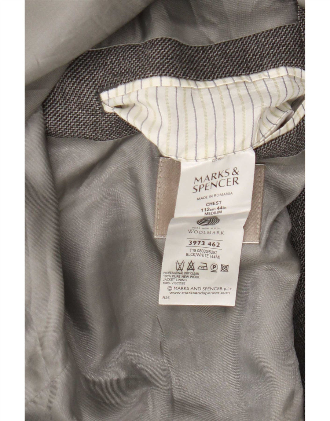Marks & Spencer Chaqueta tipo blazer de 2 botones para hombre UK 44 XL Gris Lana virgen