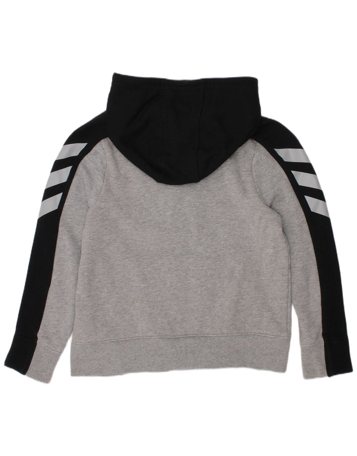 ADIDAS Jersey con capucha gráfica para niños 7-8 años Pequeño gris Colorblock Algodón
