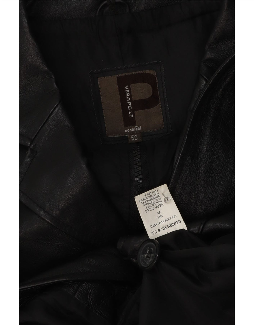 Conbipel Chaqueta Blazer de Cuero con 3 Botones para Hombre IT 50 Grande Cuero Negro