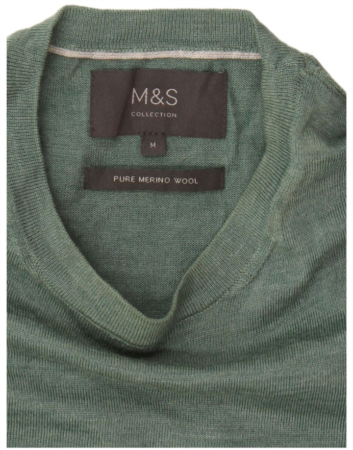 Marks & Spencer Jersey De Cuello Redondo Para Hombre De Lana Merino Verde Medio