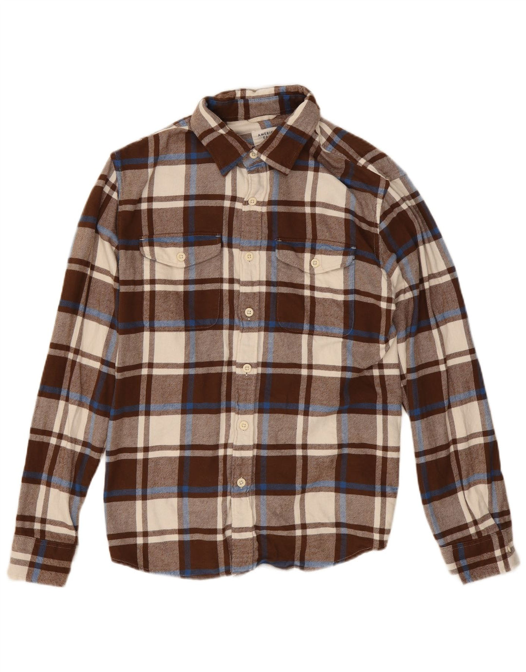 American Eagle Camisa De Franela De Algodón A Cuadros Marrón Medio Para Hombre