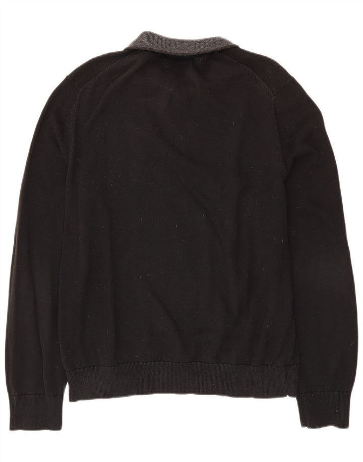 NAUTICA Jersey con cuello y cremallera para hombre, talla grande, algodón negro