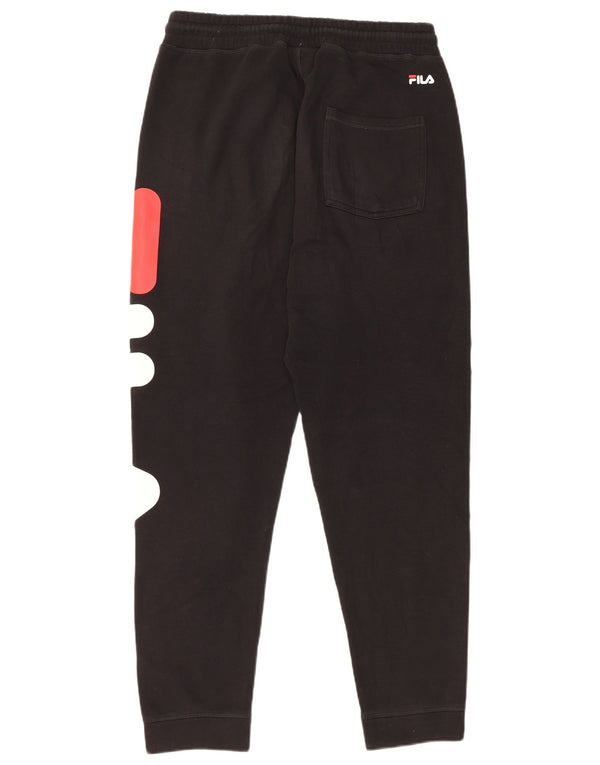 Fila Hombre Pantalones De Chándal Gráfico Joggers Small Algodón Negro