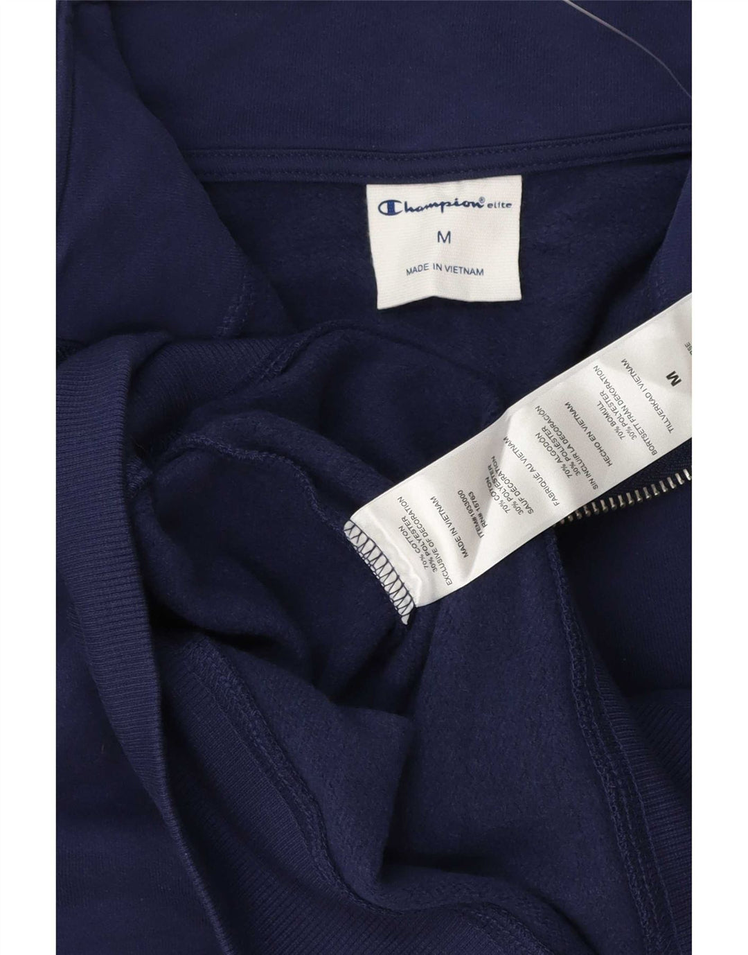 Champion Sudadera con cuello con cremallera para hombre, jersey de algodón azul marino mediano