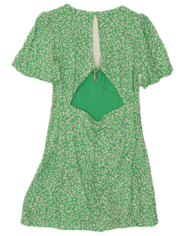 Jack Wills Vestido de té para mujer UK 10 Viscosa floral verde pequeño