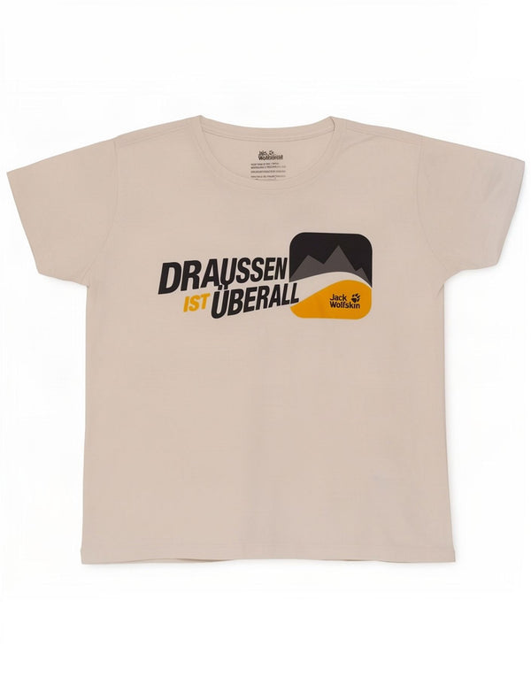 Jack Wolfskin Camiseta gráfica para mujer Top UK 46 Grande Algodón blanco