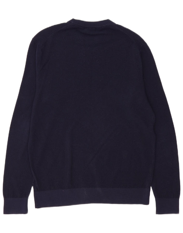 BROOKS BROTHERS Jersey de cuello redondo para hombre de lana merino azul marino medio