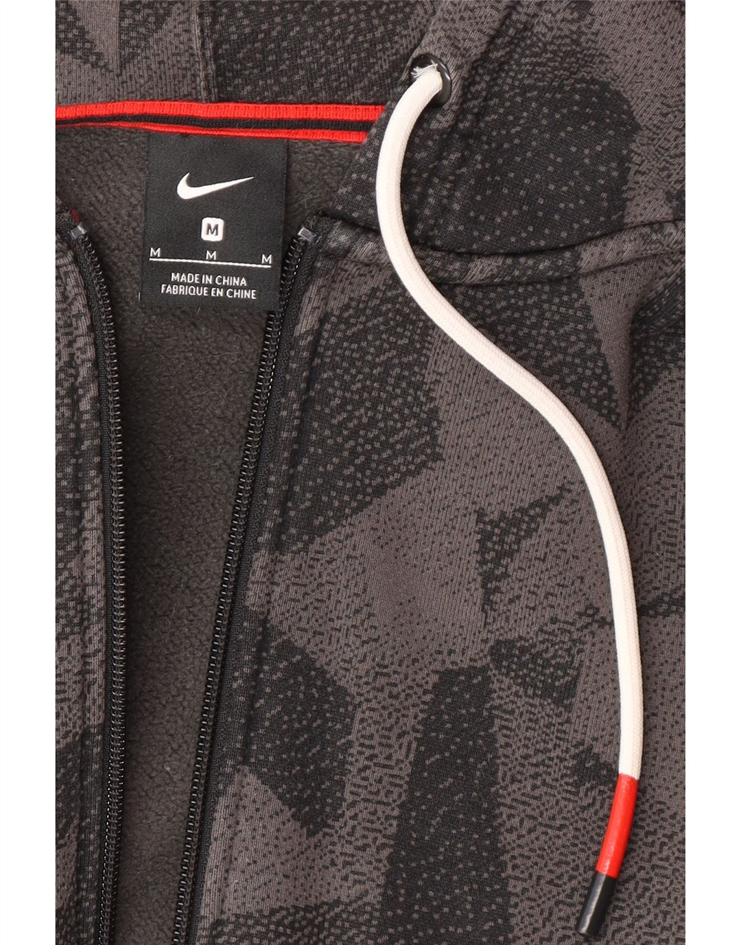 NIKE Sudadera con capucha y cremallera para hombre, color gris medio, geométrico