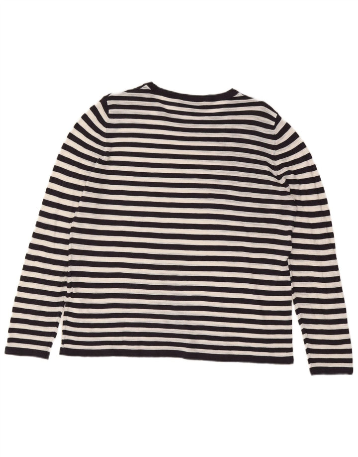 Zara Mujer Top Manga Larga UK 46 Large Poliamida A Rayas Negras