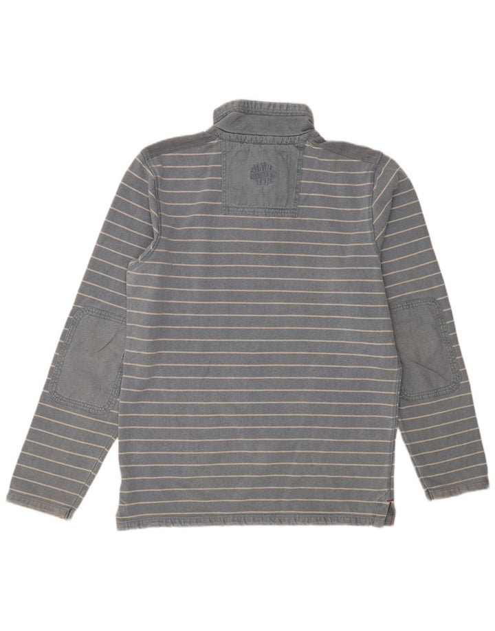 Sudadera con cuello y cremallera para hombre de White Stuff, jersey de algodón a rayas en azul medio