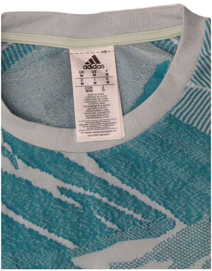 Adidas Hombre Camiseta Con Estampado Abstracto Top Poliéster Azul Medio