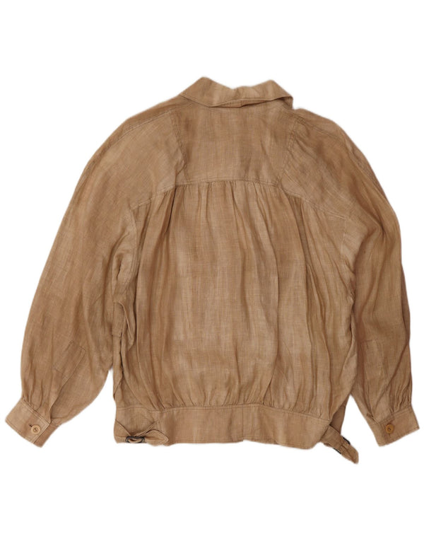 Vintage mujer chaqueta bomber de gran tamaño IT 46 lino beige grande