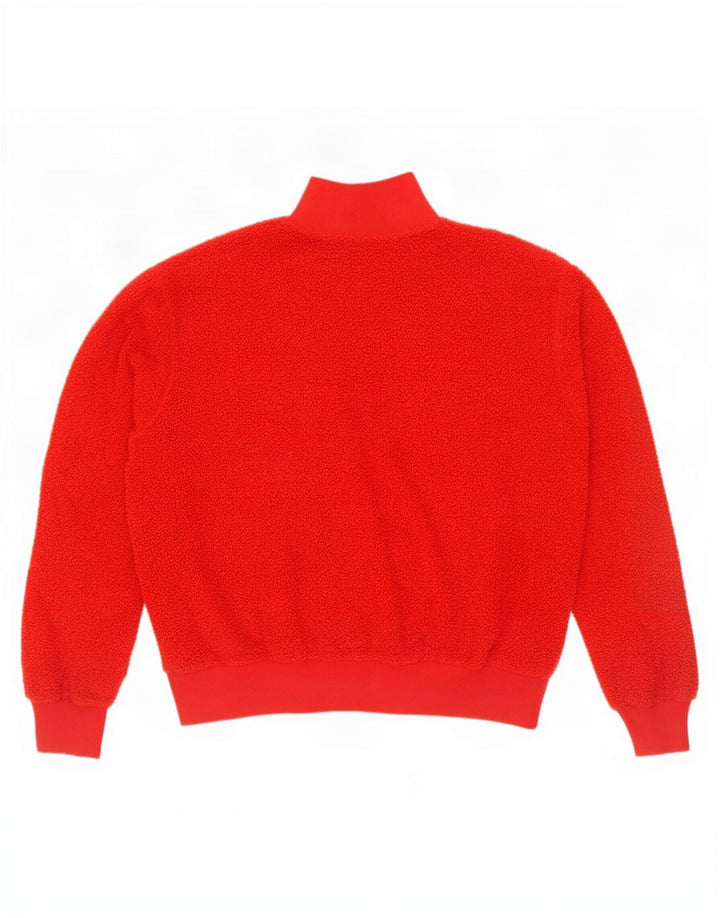 Topshop Jersey de forro polar con cuello y cremallera extragrande para mujer UK 10 Small Poliéster rojo