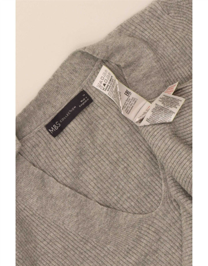 Marks & Spencer Suéter con cuello en V para mujer UK 44 Viscosa gris grande
