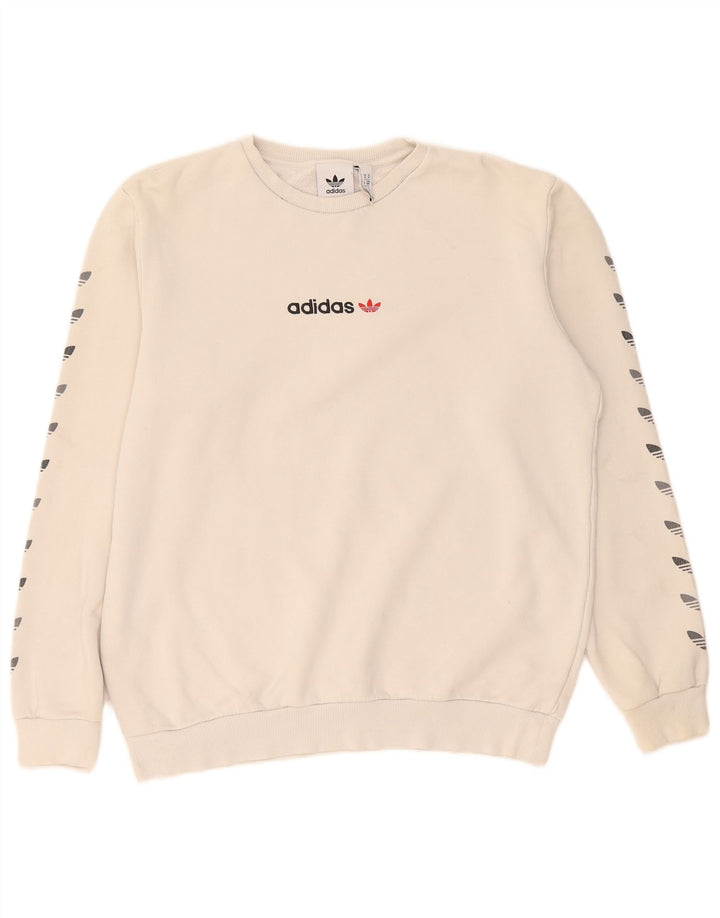 Adidas Hombre Sudadera Gráfica Jumper Algodón Beige Medio