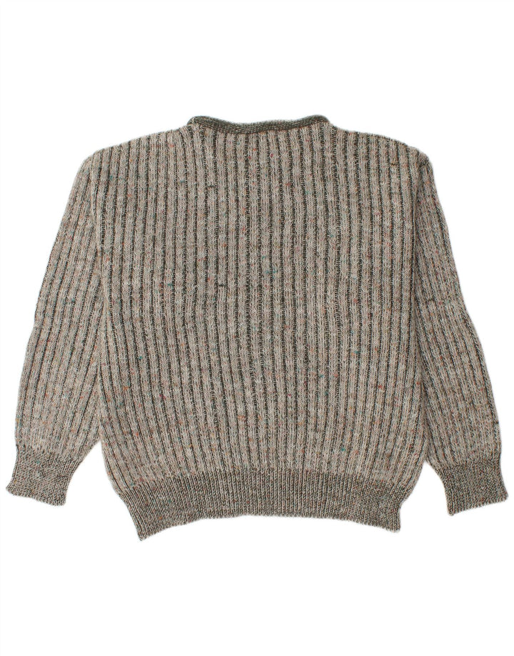 Vintage hombres cuello redondo jersey suéter IT 48 acrílico verde medio